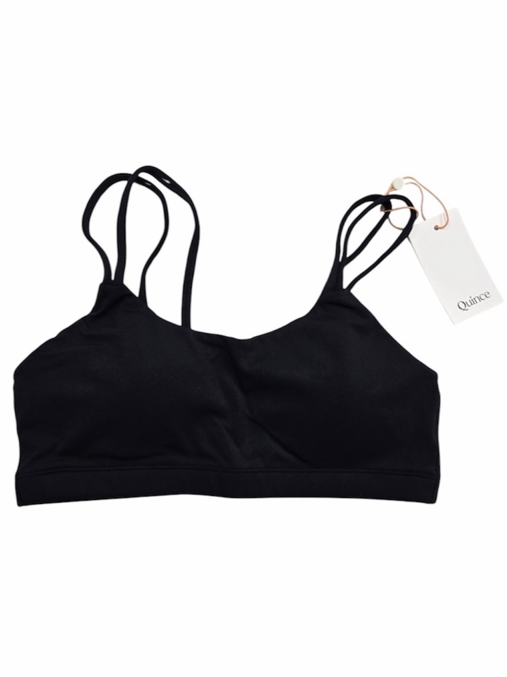 NWT QUINCE Ultra Form Scoop Neck Strappy Bra Small Black 0257